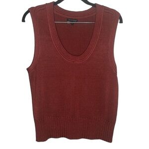 Vintage Anne Klein Burnt Red Knit Rayon Scoop Neck Vest Women's Sz L